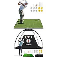 5x4ft PRO Artificial Turf Golf Mat + Golfguru All in 1 Golf Practice Net with XL Tri-Turf Golf Hitting Mat