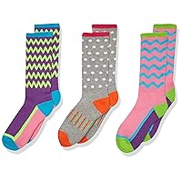 Jefferies Socks Girls' Sporty Half Cushion Crew Socks 3 Pair Pack