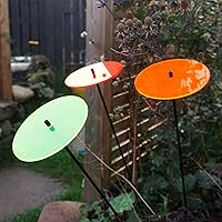 Glowing Sun Discs Set of 3 Large Garden Stake 75cm, 29.5 inches high Indoor Outdoor Yard Accessory Gardeners Gift, Colour:red/Orange/Green (3) RG