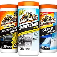 Car Cleaning Wipes Kit, Includes Protectant Wipes, Disinfectant Wipes, Glass Cleaner Wipes for Cars, Trucks, and Motorcycles (Pack of 3)