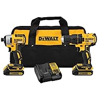 DEWALT 20V MAX Cordless Drill, Impact Driver, Power Tool Combo Kit, 2-Tool Cordless Power Tool Set with 2 Batteries and Charger Included (DCK277D2)