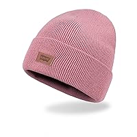 Levi's Classic Warm Winter Knit Beanie Cap Fleece Lined for Men and Women Beanie Hat, Pink Solid, One Size