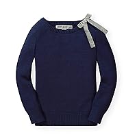 Hope & Henry Girls' Long Sleeve Bow Neck Pullover Sweater