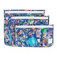 Bumkins Disney Travel Bag, Toiletry, TSA Approved Pouch, Zip Bag, Quart Size Airline Compliant, Clear-Sided, Baby, Diaper Bag Organization, Packing, Set of 3 Sizes, 100 Magical Celebration