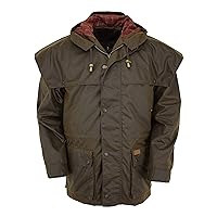 Outback Trading Men's Swagman Waterproof Breathable Cotton Oilskin Western Jacket with Adjustable Hood