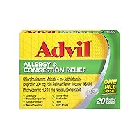 Advil Allergy and Congestion Relief Tablets, Pain Reliever, Fever Reducer and Allergy Relief with Ibuprofen, Phenylephrine HCl and Chlorpheniramine Maleate 4 mg - 20 Coated Tablets