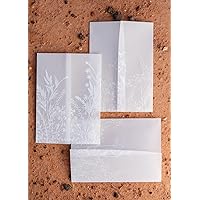 Vellum Jackets for 5x7 Invitations – 100-Pack Pre-Folded Vellum Sheets – Translucent Vellum Paper Jackets with Wildflower Pattern – Vellum Envelopes with Gold Stickers for Wedding Cards, Scrapbook