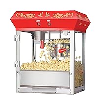 Foundation Countertop Popcorn Machine- Popper Makes 1.5 Gallons- 6-Ounce Kettle, Old Maids Drawer & Warming Tray by Great Northern Popcorn (Red), (464691FRD)