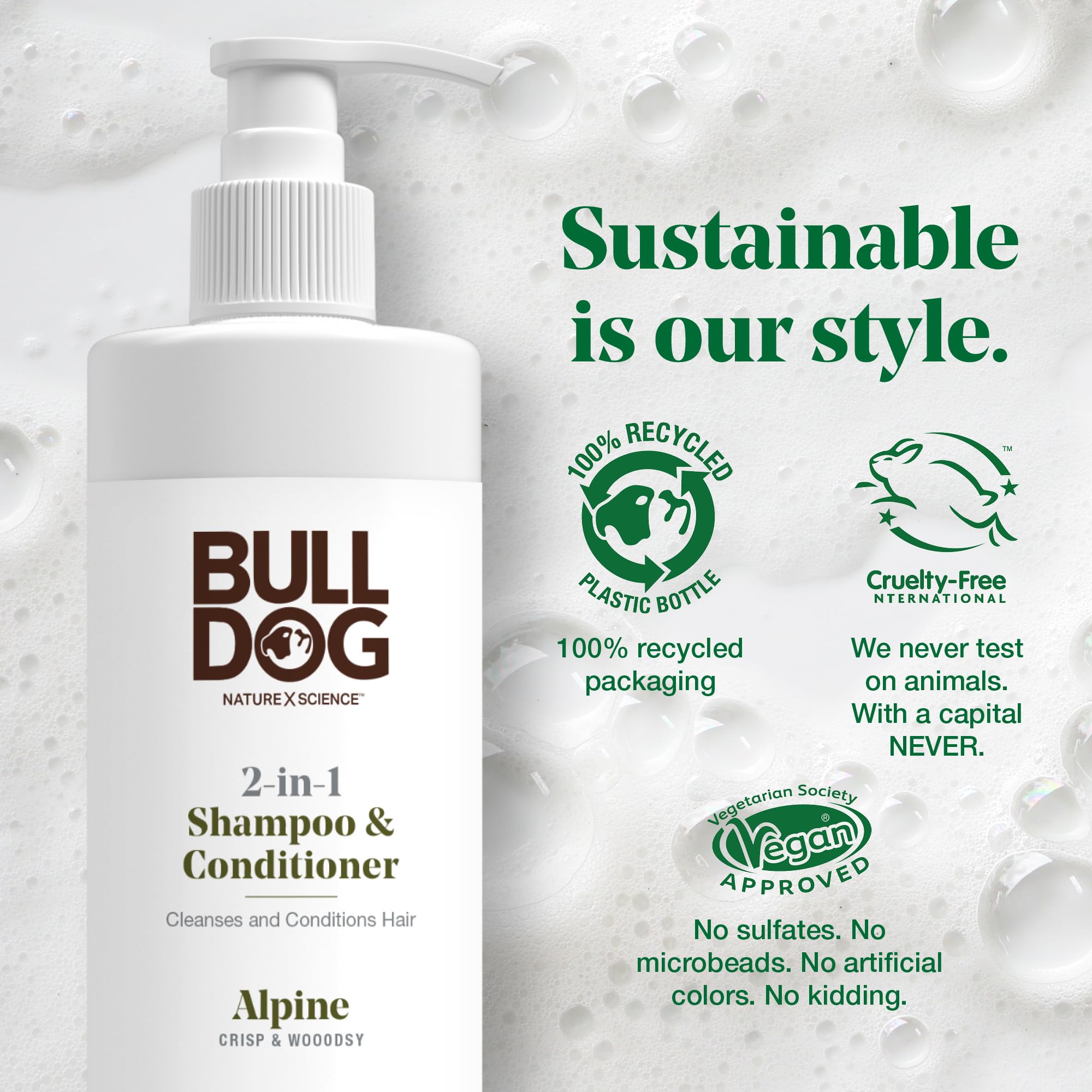 BULLDOG 2-in-1 Shampoo and Conditioner, Alpine, 12 Fluid Ounces