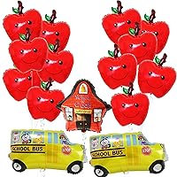 Big, Back to School Balloons Set - Pack of 19 | Back To School Decorations with School Bus Balloon, School is Cool Balloons, Apple Balloons | School Bus Decorations | First Day of School Decorations