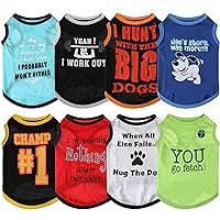 8 Pieces Dog Shirts Pet Printed Clothes with Funny Letters, Summer T Shirts Cool Puppy Shirts Breathable Outfit, Soft Sweatshirt for Dogs Cats (Cute Pattern, Large)