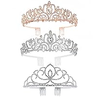 Gold Silver Crystal Crowns Tiara for Women, Girls Elegant Princess Rhinestone Crown with Combs Bridal Wedding Headbands Prom Birthday Party Women Girls Bridal Prom Party