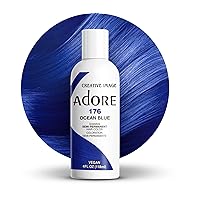 Adore Semi Permanent Hair Color - Vegan and Cruelty-Free Hair Dye - 4 Fl Oz - 176 Ocean Blue (Pack of 1)
