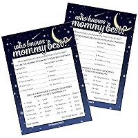 DISTINCTIVS Love You to The Moon and Back Baby Shower - Who Knows Mommy Best Game Cards - Twinkle Little Star Theme - 20 Count
