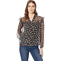 Vince Camuto Womens Ditsy Manor Peasant Blouse