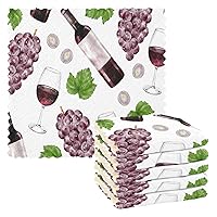 ALAZA Dish Towels Kitchen Cleaning Cloths Grape and Red Wine Bottle and Glass Dish Cloths Absorbent Kitchen Towels Lint Free Bar Tea Soft Towel Kitchen Accessories Set of 6,11