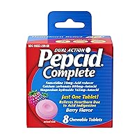 Complete Dual Action Acid Reducer + Antacid Chewable Tablets, Berry Flavor, 8 ct.