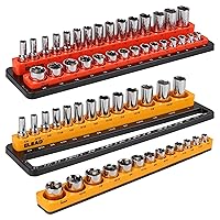 Magnetic Socket Organizer Set - Durable 3/8 Inch Drive Holder, Tool Box Storage Tray for Wrench, Screwdriver, Mechanic Tools, Portable Toolbox Accessory