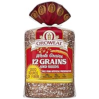 Oroweat Whole Grains 12 Grains and Seeds Whole Grain Bread, Bread Free From Artificial Colors, Flavors and Preservatives, 24 oz Loaf