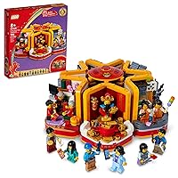 LEGO Lunar New Year Traditions 80108 Building Kit; Gift Toy for Kids Aged 8 and Up; Building Set Featuring 6 Festive Scenes and 12 Minifigures, Including The God of Wealth (1,066 Pieces)