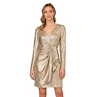 Adrianna Papell Women's Foiled Knit Draped Dress