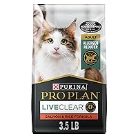 Purina pro plan Allergen Reducing, High Protein Cat Food, LIVECLEAR Salmon and Rice Formula - 3.5 lb. Bag