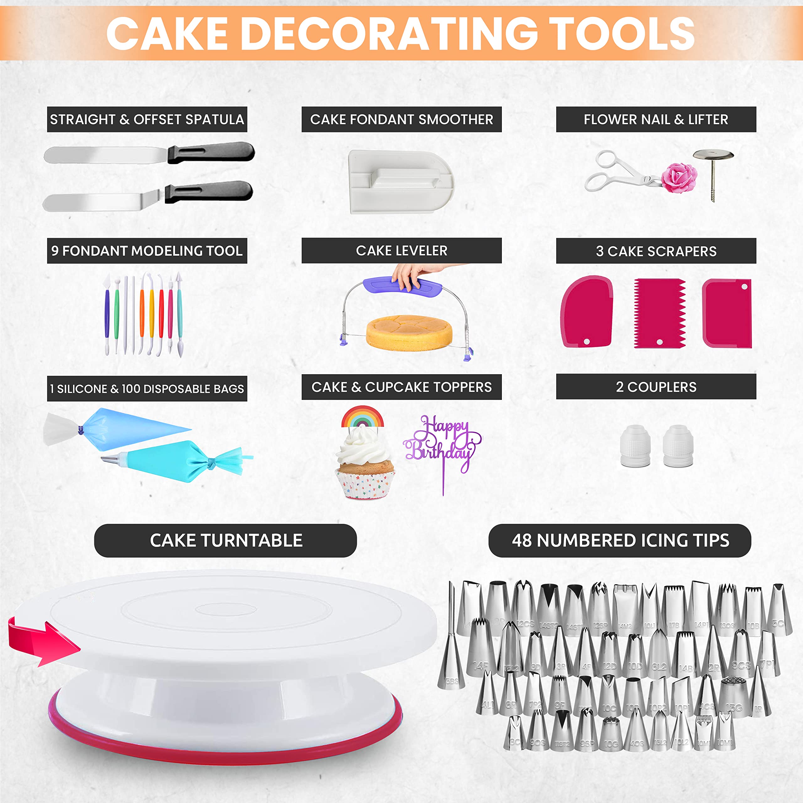 Mua 70PCS DIY Cake Turntable Set Cake Decorating Supplies Pastry Tube  Fondant | Tiki
