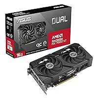 ASUS Dual Radeon RX 7600 XT OC Edition 16GB GDDR6 (AMD RDNA 3, PCIe 4.0, HDMI 2.1, DisplayPort 2.1, Axial-tech Fan Design, 0dB Technology, Dual BIOS, Auto-Extreme Technology, GPU Tweak III, and More)