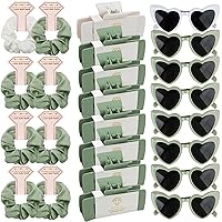 24pcs Bridesmaid Scrunchies Proposal Gifts 4.1inch square Hair Claws Bachelorette Claw Clip Hair Clips Heart Shaped Sunglasses Girls Stuff Cute Hair Clips for Wedding Party Favors(White&Sage Green)