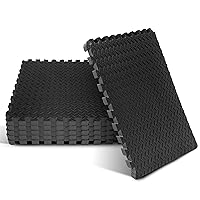 Thicker EVA Foam Puzzle Exercise Mats for Home Gym Workout ¾” Interlocking Floor Tiles for Fitness Equipment - Black - 24 Square Feet