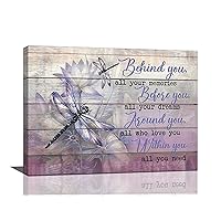 Purple Dragonfly wall art Inspirational Quotes Wall Decor Farmhouse Canvas Prints Rustic Dragonfly Lotus Water-lily Pictures Motivational Framed Artwork for Home Living Room Bedroom Bathroom 16
