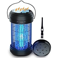 Solar Bug Zapper Outdoor, Electric Mosquito Zapper with 3600mAh Rechargeable Battery for Home, Backyard, Camping, 4200V High Powered 3 in 1 Fly Insect Killer for Mosquitoes, Gnats, Flies, Moths