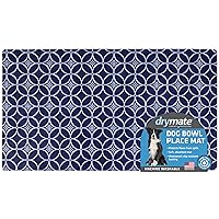 Drymate Pet Bowl Placemat, Dog & Cat Food Feeding Mat - Absorbent Fabric, Waterproof Backing, Slip-Resistant - Machine Washable/Durable (USA Made) (16” x 28”) (Indigo)