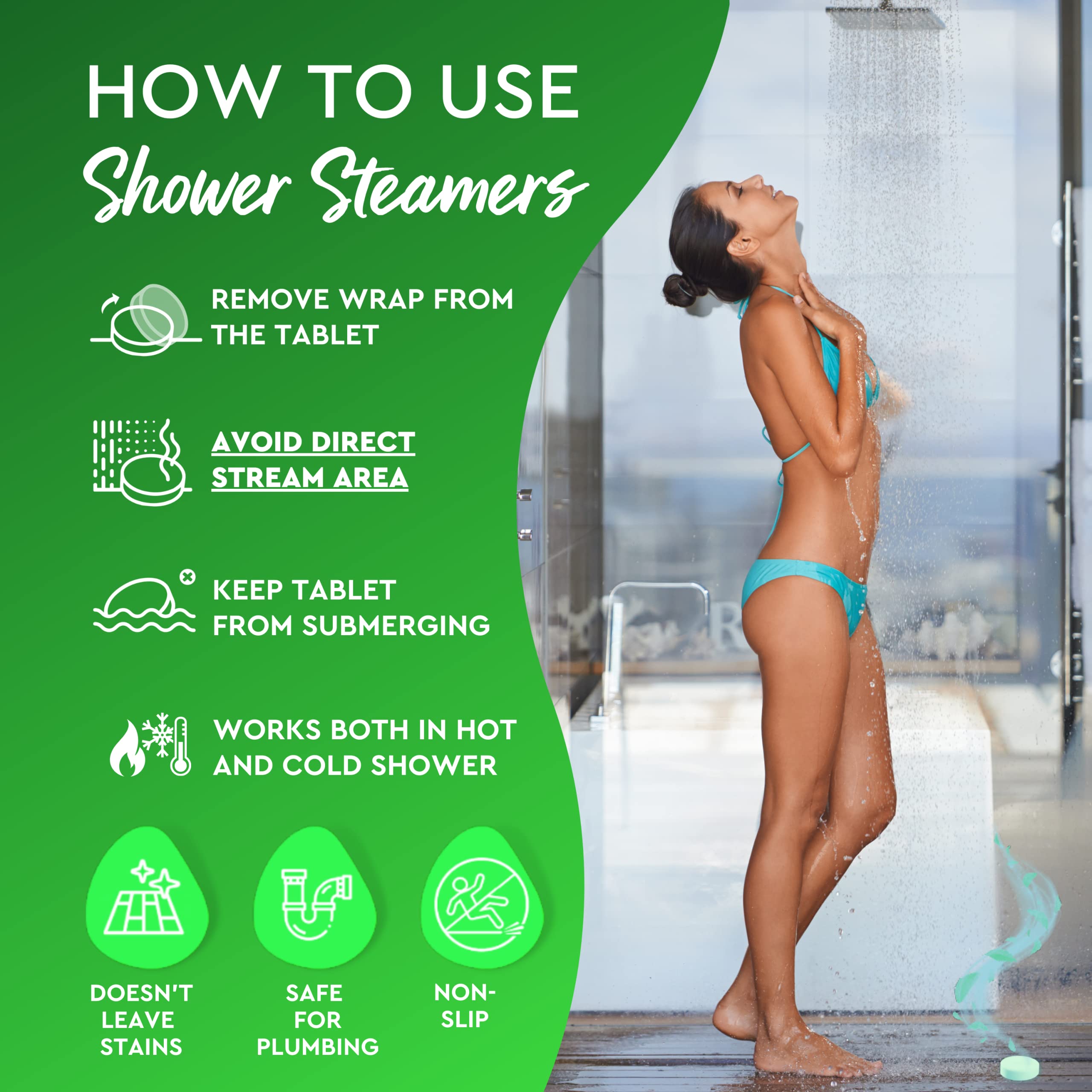 Cleverfy Shower Steamers Aromatherapy - Pack of 6 Menthol & Eucalyptus Shower Bombs with Essential Oils for Relaxation and Nasal Congestion. Green Set