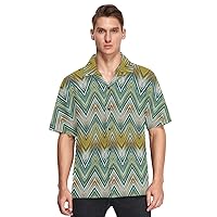 ALAZA Mens Colorful Abstract Chevron Quick Dry Hawaiian Shirt