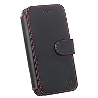 Wilken Leather Wallet Case with Detachable Magnetic Phone Case Compatible with iPhone | Compatible with MagSafe and All Wireless Charging Accessories | Leather Magnetic Wallet Case (15 Pro Max, Black)