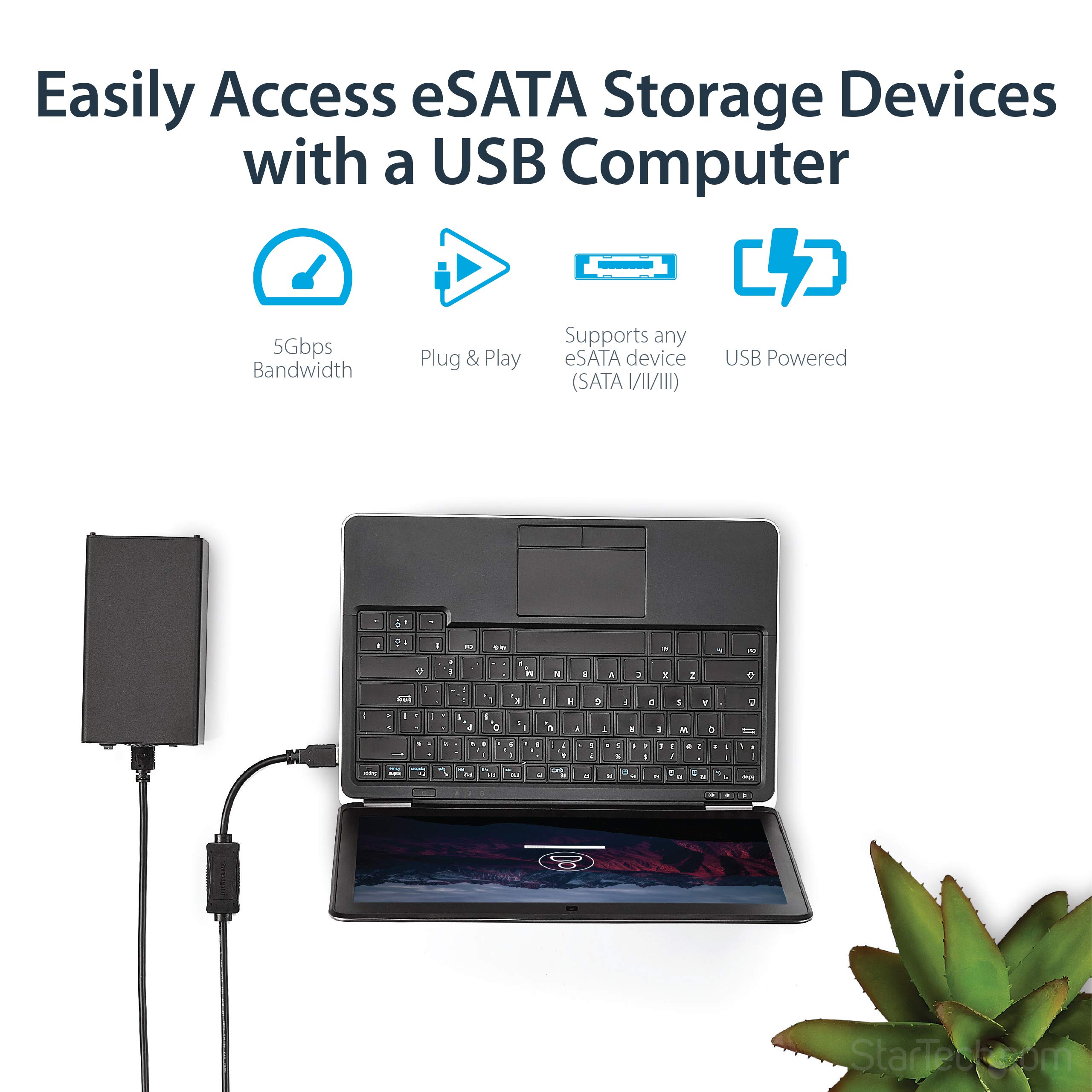 StarTech.com 3 ft USB 3.0 to eSATA Adapter - 6 Gbps USB to HDD/SSD/ODD Converter - Hard Drive to USB Cable (USB3S2ESATA3)