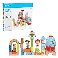 Disney Wooden Toys Toy Story Block Set, 29-Piece Set Includes 4 Block Figures, Officially Licensed Kids Toys for Ages 18 Month by Just Play