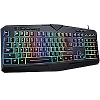 Vestynska Gaming Keyboard, 7-Color Backlit RGB Keyboard Wired, 25 Keys Anti-ghosting, 104 Full-Size, No Islatency Quick Response, 8 Independent Multimedia Keys, Wired for Working/Gaming etc