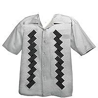 Mens Retro Bowling Shirt, Big & Tall Sizes: Light Gray with Geometric Design