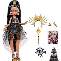 Monster High Monster Ball Doll, Cleo De Nile in Party Dress with Themed Accessories Including Scepter & Cupcakes
