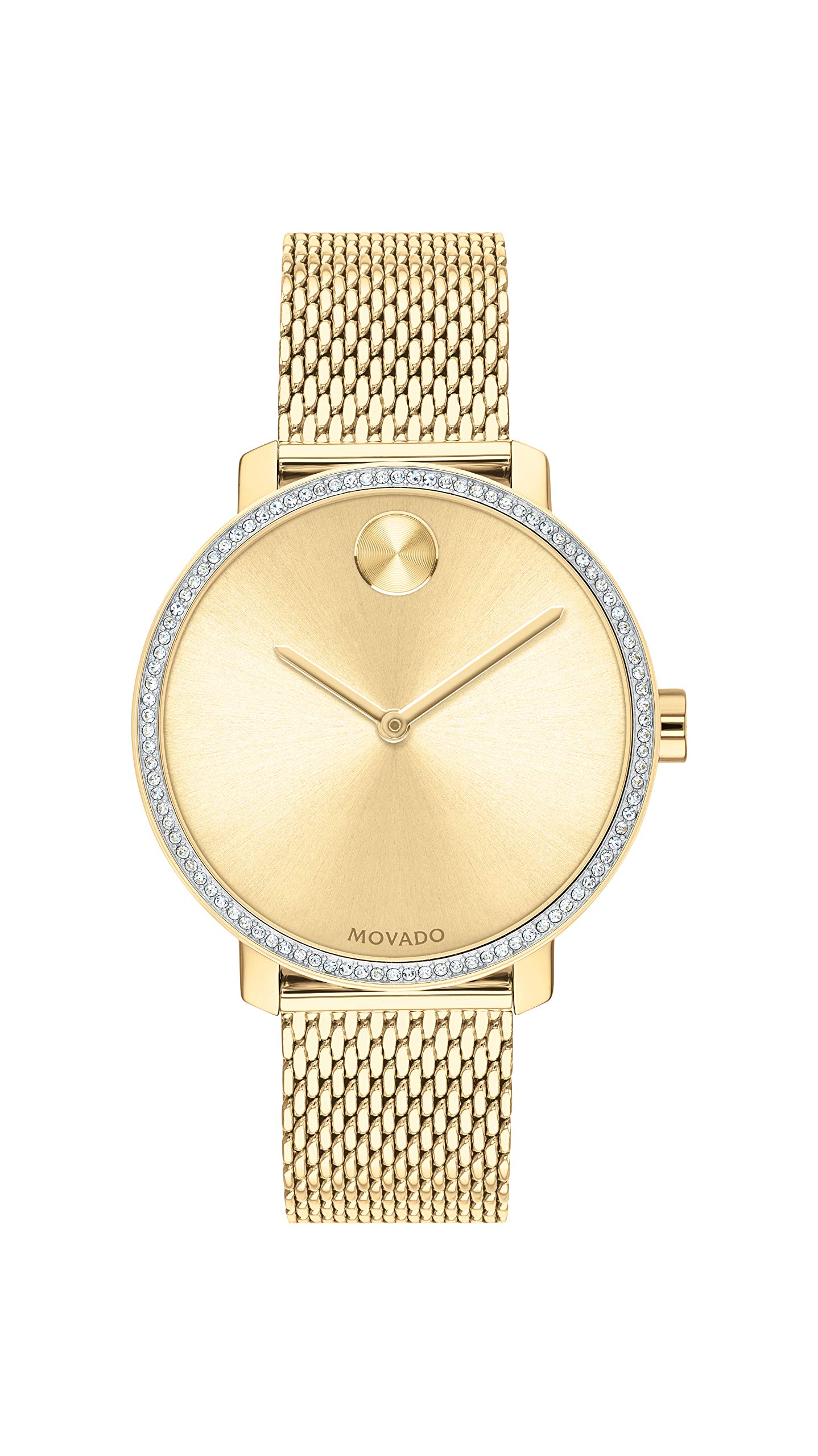Movado Bold Shimmer Women's Swiss Quartz Stainless Steel and Mesh Bracelet Casual Watch, Color: Yellow (Model: 3600656)