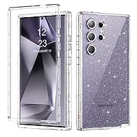 DUEDUE for Samsung Galaxy S24 Ultra Case, Glitter Bling Sparkle 3 in 1 Heavy Duty Cover Hybrid Hard PC Rugged Shockproof Transparent Protective Phone Case for Galaxy S24 Ultra 6.8