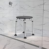 Flash Furniture HERCULES Series Tool-Free and Quick Assembly, 300 Lb. Capacity, Adjustable Gray Bath & Shower Stool