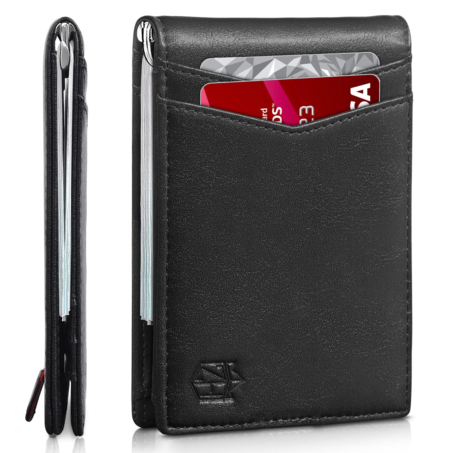 Zitahli Wallet for Men-6 Slots ID Window-Mens Wallets-Slim Wallet Classic Spring Money Clip RFID Blocking-Gift for Men