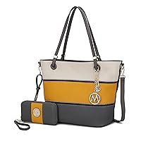MKF Crossbody Tote Bag for Women & Wristlet Purse Set – PU Leather Top-Handle Satchel Shoulder Handbag