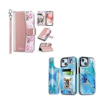 ULAK iPhone 15 Wallet Case with Card Holder Kickstand for Women Girls