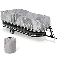 Pyle Universal Boat Adjustable Storage Cover - 25'-28'L to 96” Pontoon Boats Protection Custom Heavy Duty Waterproof Polyester Fabric, Snap Strap, Elastic Cord, Bag