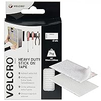 VELCRO Brand 2pk Heavy Duty White Stick On Strips 50mm x 100mm, Hook And Loop Tape Self Adhesive Strips, Industrial Extra Strong Double Sided Sticky Pads Heavy Duty Perfect for Home, Office & Garage