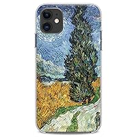 TPU Case Compatible with iPhone 15 14 13 12 11 Pro Max Plus Mini Xs Xr X 8+ 7 6 5 SE Wheat Field with Cypresses Flexible Silicone Cute Design Vincent Van Gogh Print Artistic Clear Slim fit Man